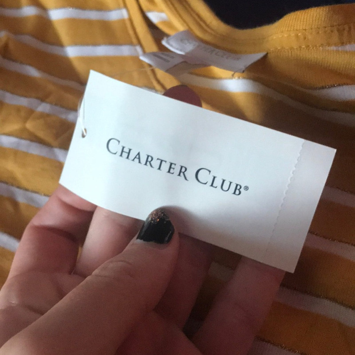 Charter Club Metallic Striped Long Sleeve Top Large casual blouse tshirt top