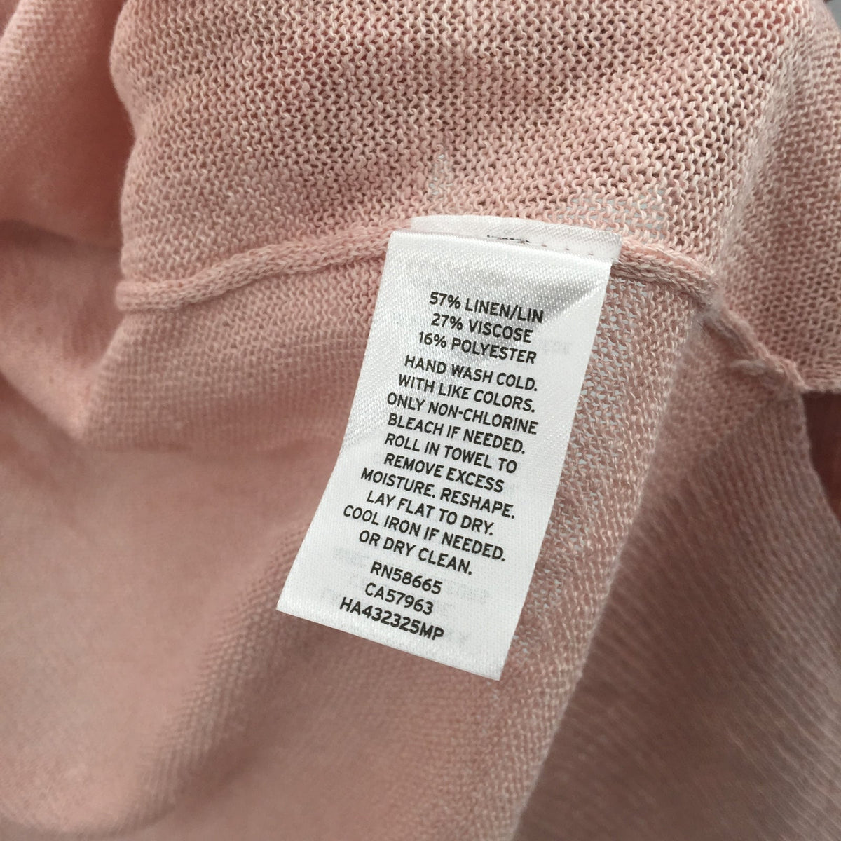 Halogen Long Ribbed Open Front Cardigan Sweater Long Sleeve Pink Smoke XX-Small Petite