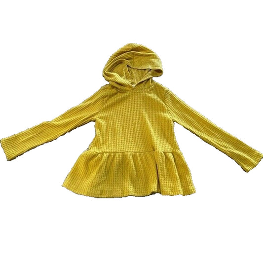 Tucker + Tate Ruffled Hoodie Knit Pullover Girls Size 6 Yellow Nugget NWT Soft
