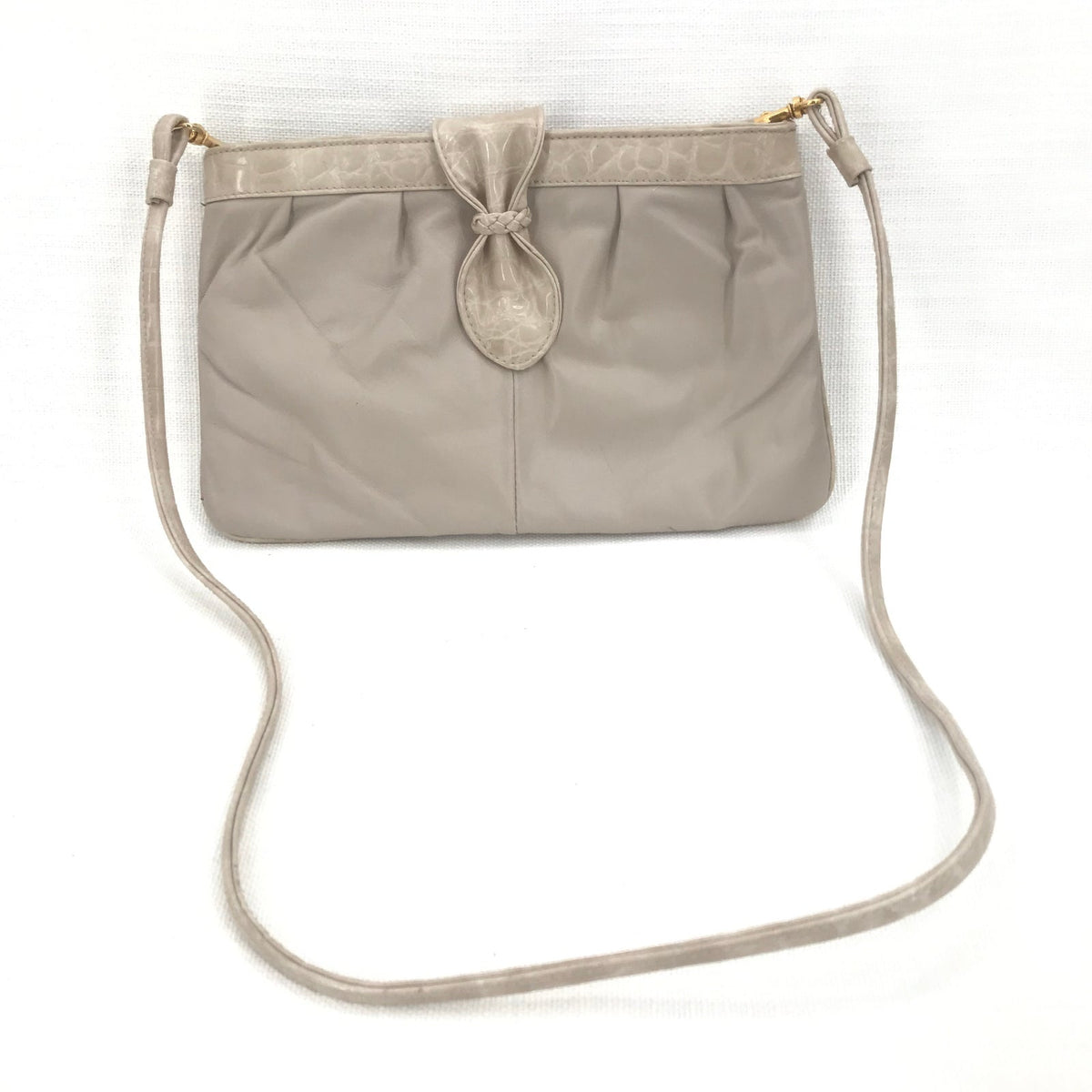Leather Vintage Faux Leather Crossbody Bag Snap Closure Tan Clutch 1970s