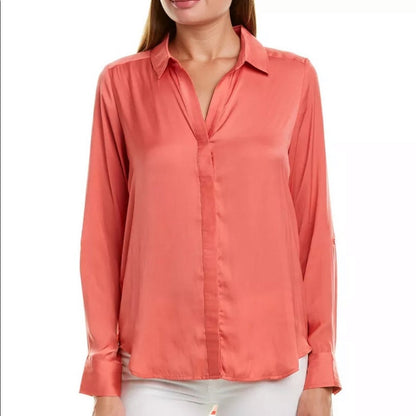 Tart NEW Coral Hudson Long Sleeve Cuff Top casual church career Size Small