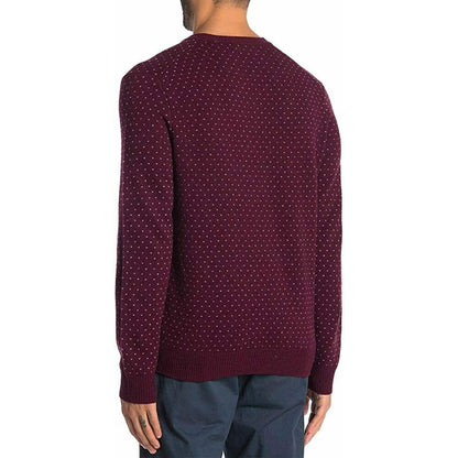 Brooks Brothers V-Neck Pullover Sweater Long Sleeve Birdseye Micro Dot Maroon XL