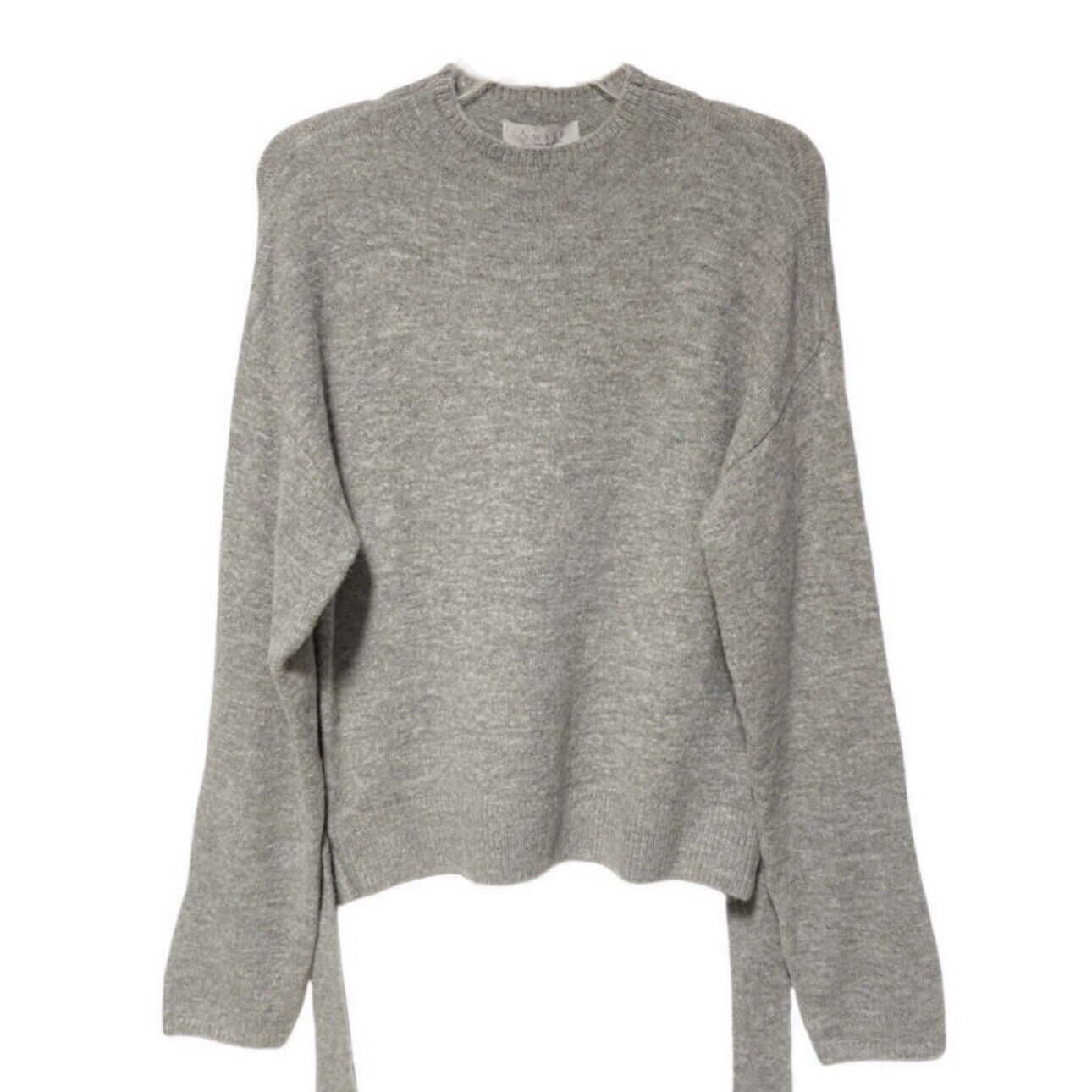 Wayf Tie Front Waist Mock Neck Pullover Sweater Sz XS/Extra Small Light Grey NWT