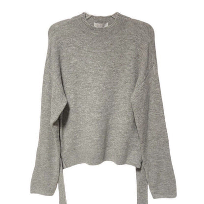 Wayf Tie Front Waist Mock Neck Pullover Sweater Sz XS/Extra Small Light Grey NWT