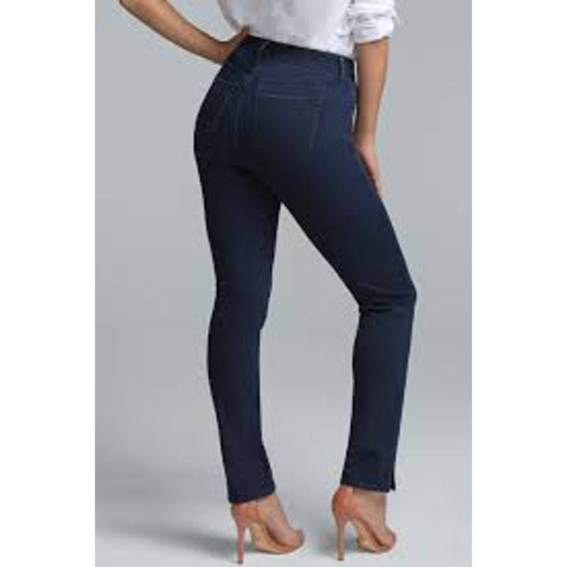 Curves 360 by NYDJ Rinse Short Slim Straight Ankle Jean Split Hem Blue One Size
