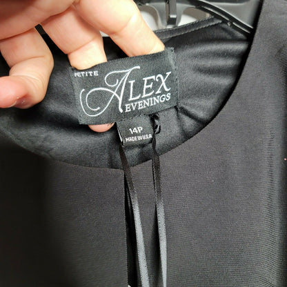 ALEX EVENINGS Ruched Gown with Bolero Sleeveless Scooped Neck Black Size 14P