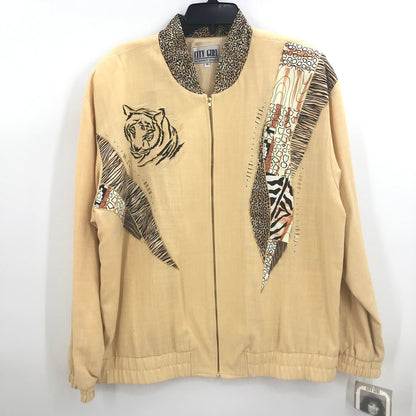 VTG City Girl Animal Print 3 Piece Set Button Up Shirt Full Zip Jacket & Skirt Size 16