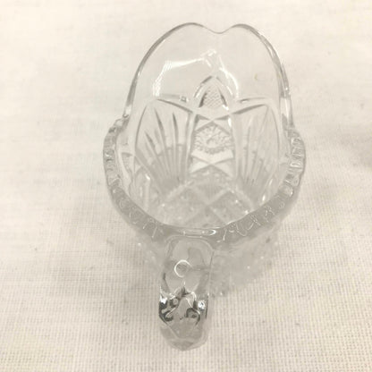 Crystal Glass Double Handle Sugar Bowl & Creamer Pressed Deep Cut Glass EAPG