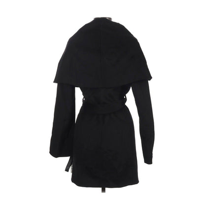 Tahari Double Face Wool Trench Coat Bow & Tie Black Size Small NWT Jacket