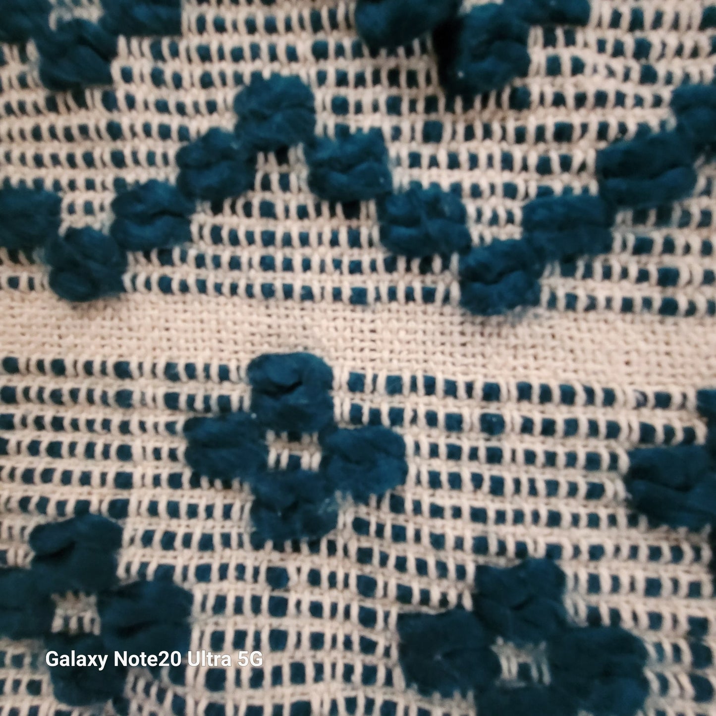 HandWoven Dark Turquoise Throw Blanket Geometric  Contemporary Diamond Tassels