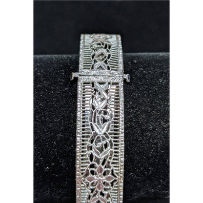 Peckham and Sons JHP 1920s Antique Amethyst Rhodium Plated Cuff Bangle