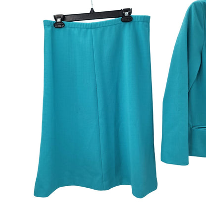 Polyester skirt long sleeve career jacket vintage set blue Leisure Suit Size M/L