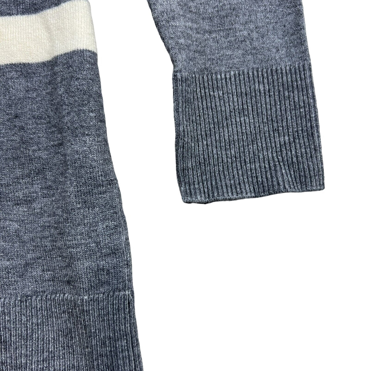 Cotton Emporium Womens Cardigan Sweater Medium Grey/Cream Stripe NEW Lightweight