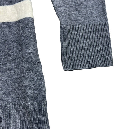 Cotton Emporium Womens Cardigan Sweater Medium Grey/Cream Stripe NEW Lightweight