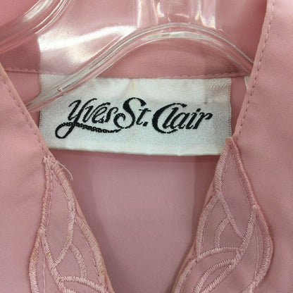 Yves St. Clair Vintage Pleated Blouse Top Puff Sleeve Shoulder Pad Pink 10