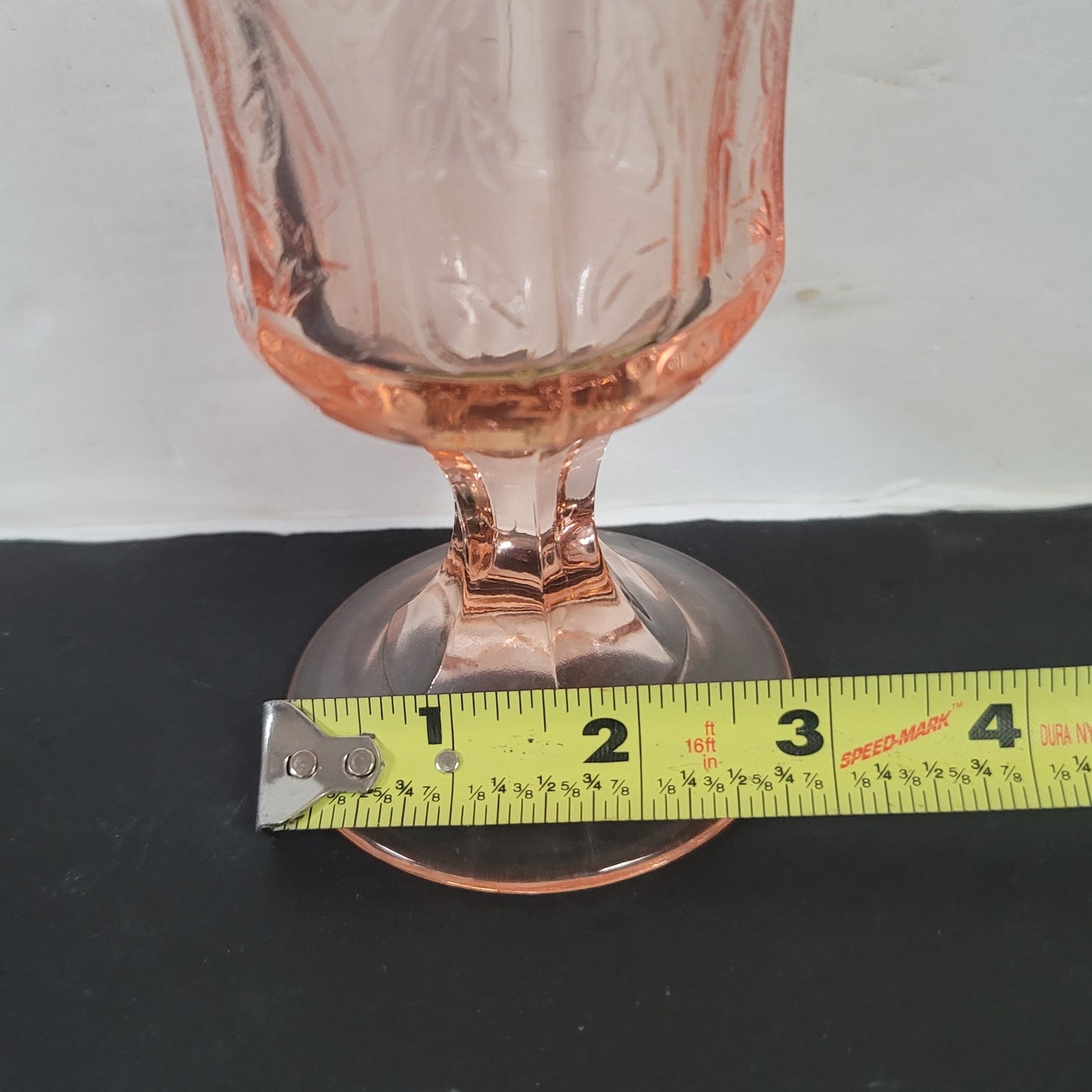 Vtg Pink Depression Glass Indiana Madrid Footed Goblet 6 1/2”T Mid-Century drink