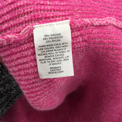 Free Press Knitted Puff Sleeve Sweater Pink Cyclamen High Neck Medium NWT