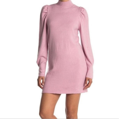 Wayf NWT Mock Neck Sweater Dress in Blush Pink Small Long Sleeve Fall Winter