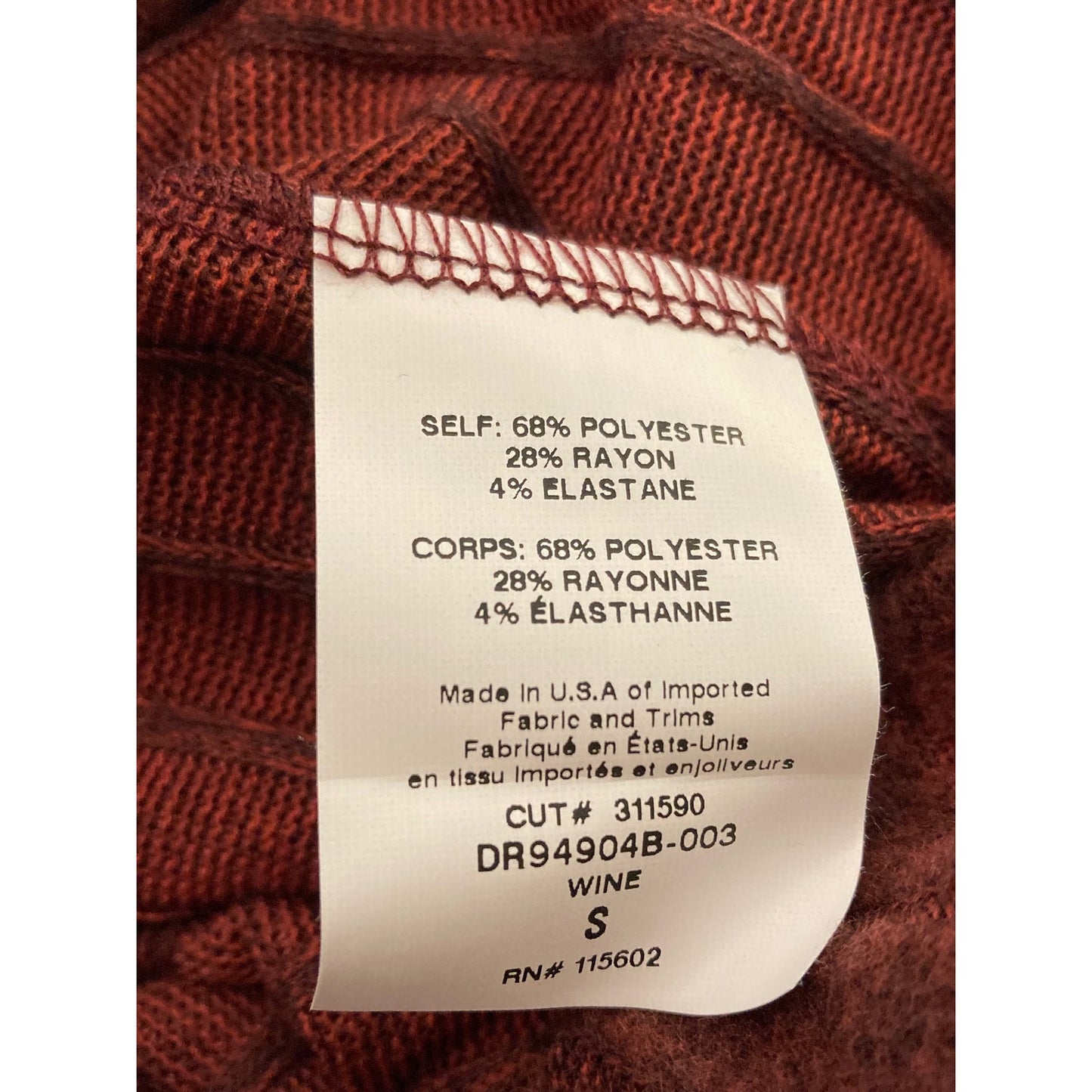 Lush Rib Knit Cowl Neck Pullover Sweater Tunic Dress Sz Small in Wine NWT