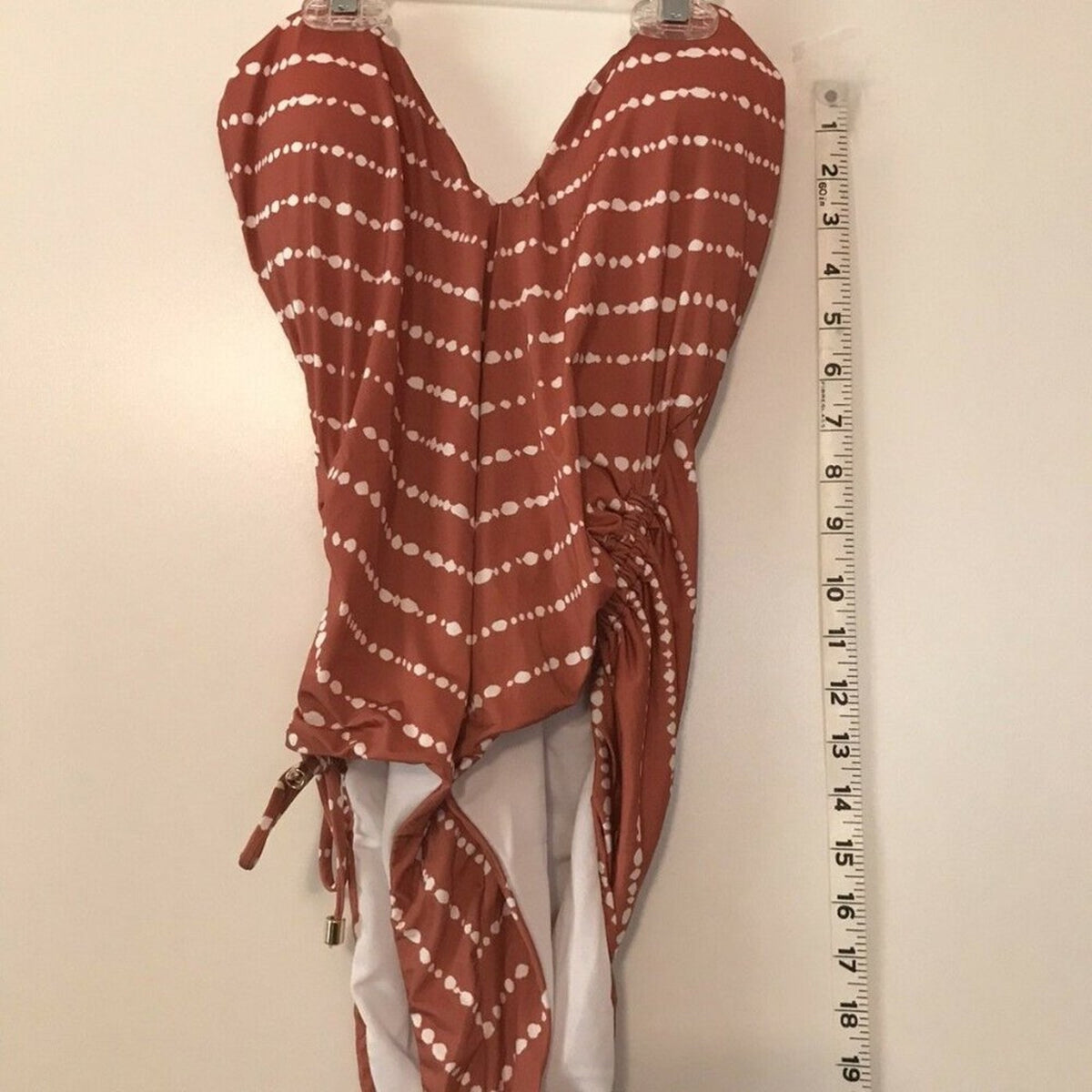 Bar III NEW Halter Dotted Stripe Plunging One Piece Size XLarge