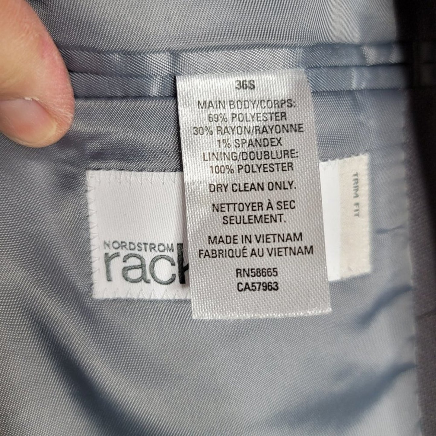 Nordstrom Rack Fit Flat Classic Blazer Size 30 S 2 button front Gray Grey