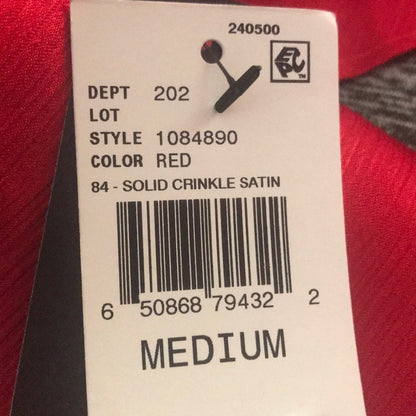 BCX NWT Red Solid Crinkle Satin Flare Sleeve Top Cinched