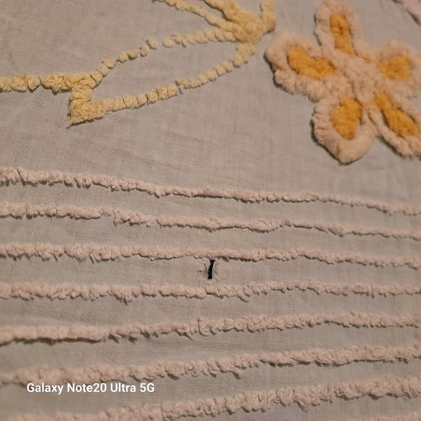 Chenille bedspread blanket Coverlet Flower NEED REPAIR blue red yellow FULL