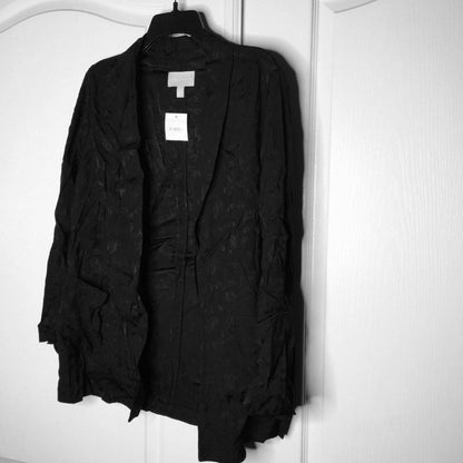 Chelsea28 Black Floral Coat Jacket Open Medium Blazer New casual LIGHTWEIGHT