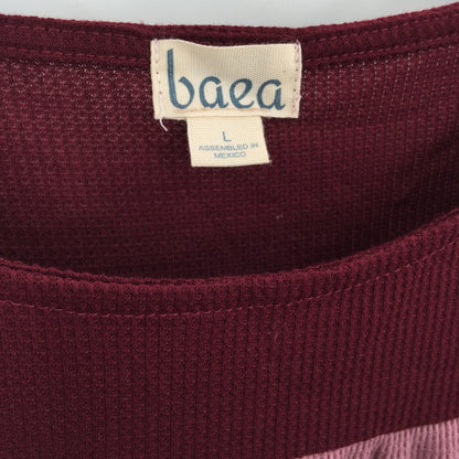 Baea Women's Wine Bordeaux Blouse Top Flutter Sleeve Maroon Size Large NWT