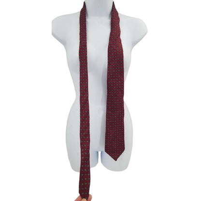 Campus Vintage Mens Neck Tie 58" Garnet Blue Gridded Paisley