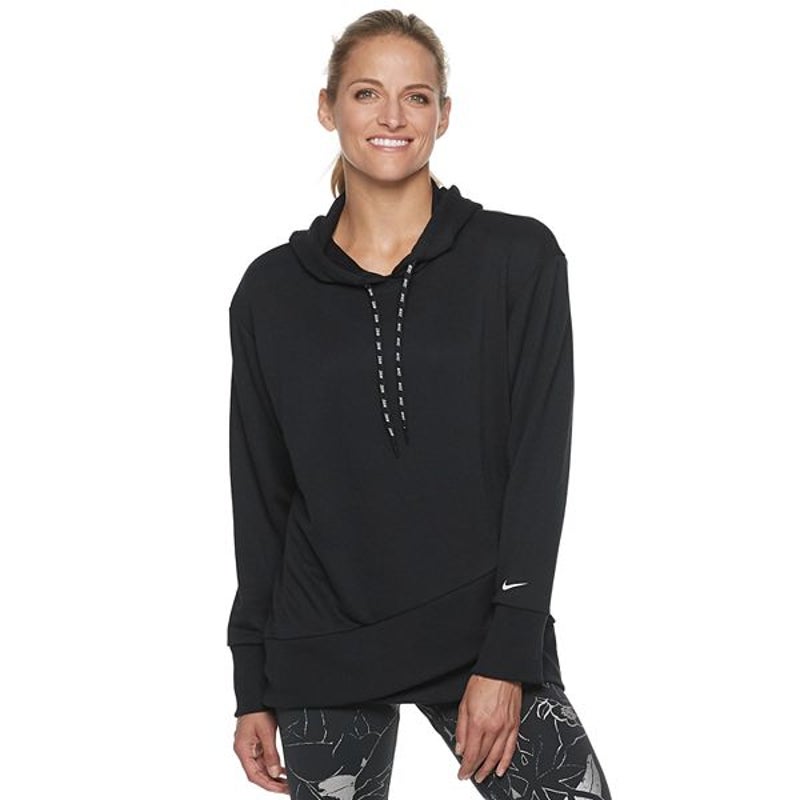 Nike Dri-FIT Get Fit Training Pullover Hoodie Long Sleeve Black Size Medium