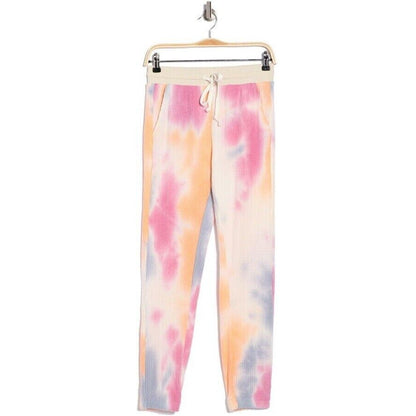 Melloday NWT Brushed Waffle Tie Dye Print Joggers Mauve Combo Size Large