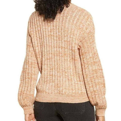 BlankNYC Soft Crew Neck Rib Knit Pullover Sweater Sz Medium Toffee Heather NWT