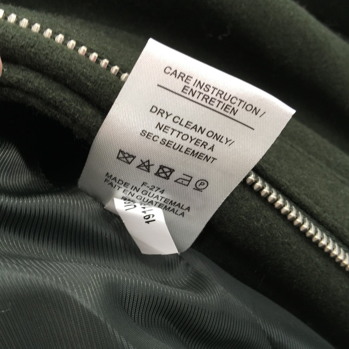 Nine West Wool Blend Winter Coat Jacket Front Full Zip Solid Green Size Large