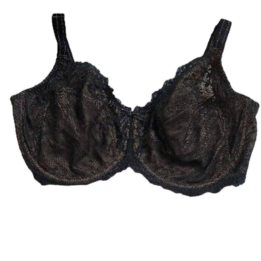 Chantelle Illusion Seamless Underwire Lace Detail Bra Black Nude Size 38DDD