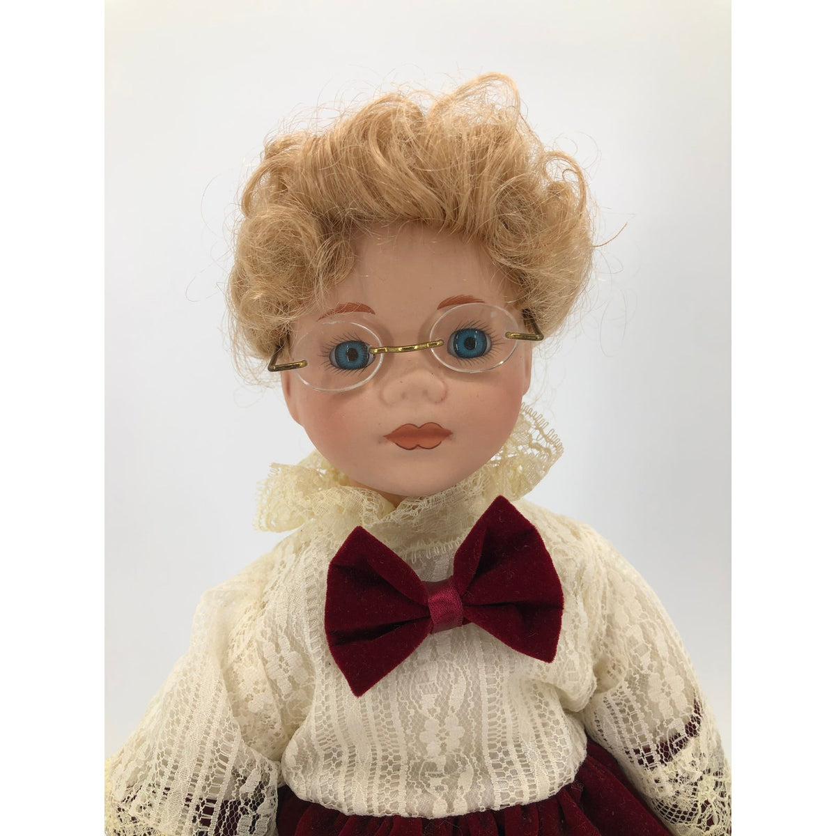 Vintage Violin Girl Doll White Petticoat Velvet Red Skirt
