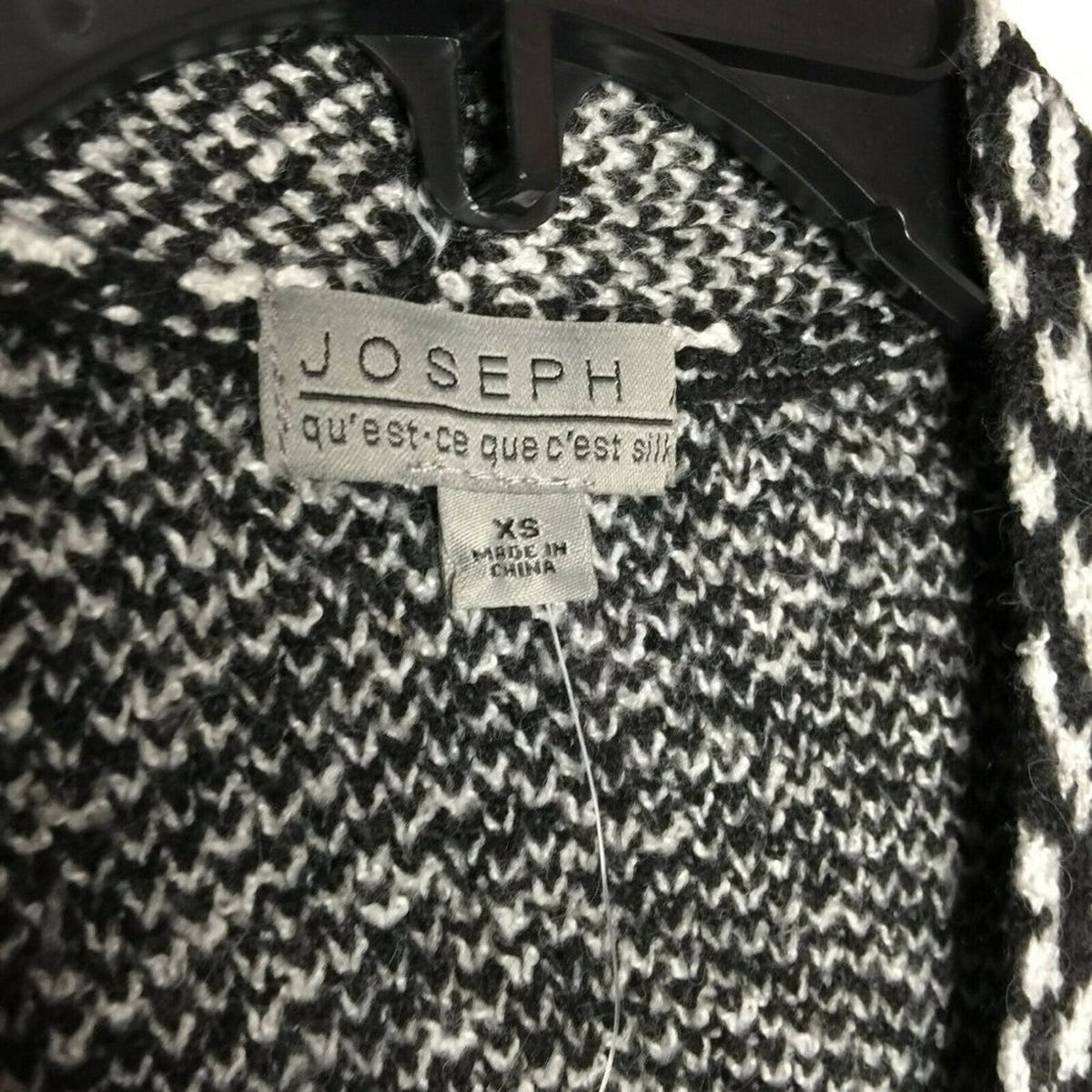 Joseph Open Front Cardigan Sweater X-Small Geometric Pattern NEW XS blk white