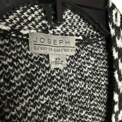 Joseph Open Front Cardigan Sweater X-Small Geometric Pattern NEW XS blk white