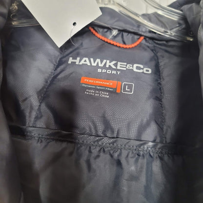 Hawke Co Sport NEW Performance Blue Gray Puffer Large Jacket Coat Full Zip Mens