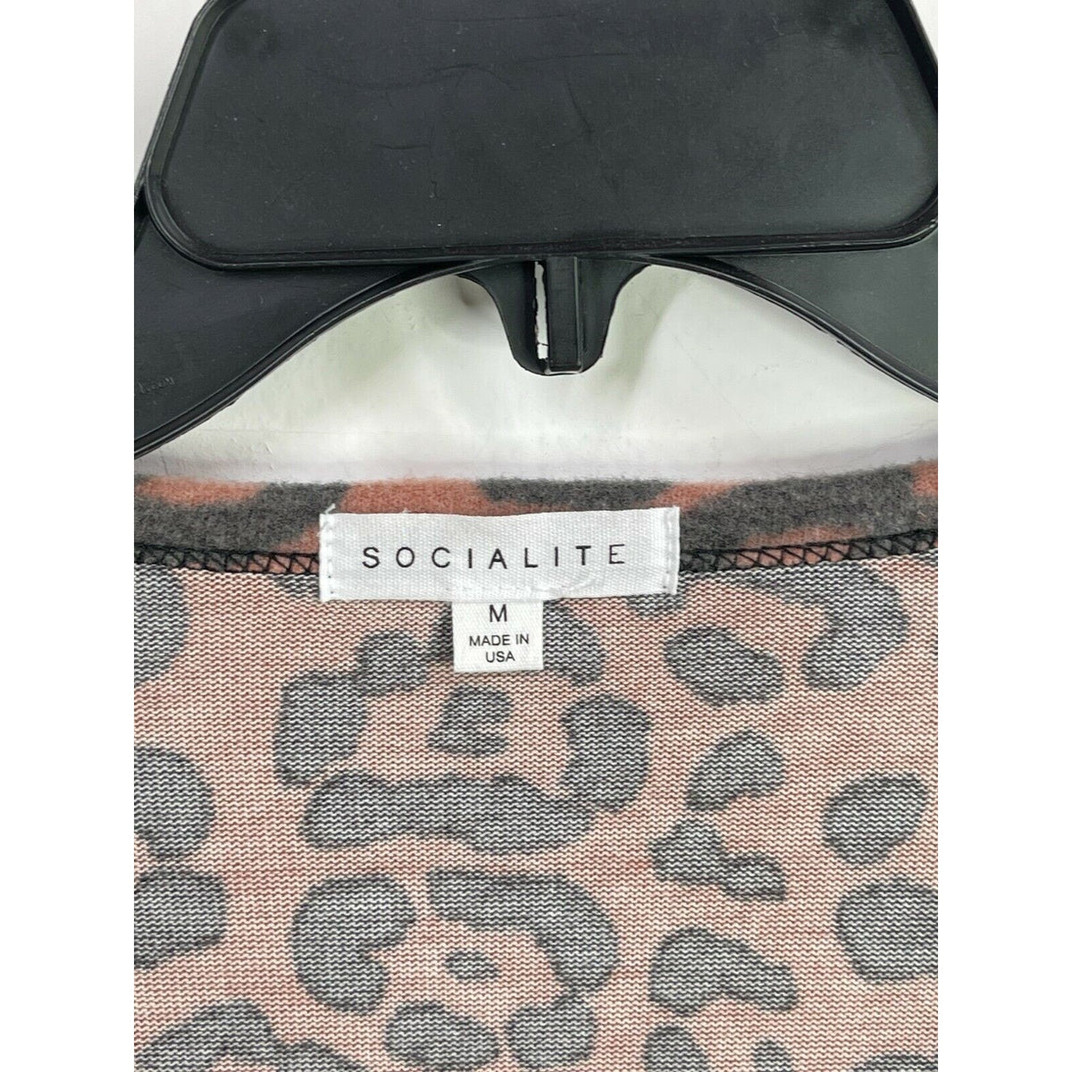 Socialite Rust Black Animal print NEW medium fleece top Henley long sleeves SOFT