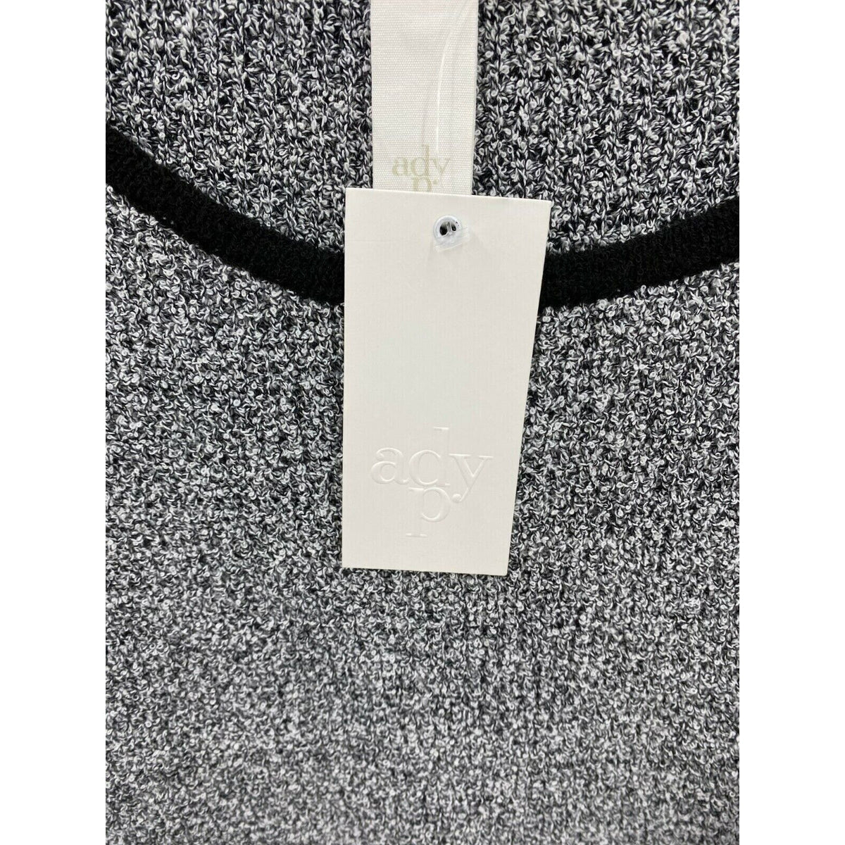 Ady P Marl Boucle Scoop Neck High Low Pullover Sweater Sz Medium Black&White NWT