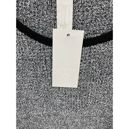 Ady P Marl Boucle Scoop Neck High Low Pullover Sweater Sz Medium Black&White NWT
