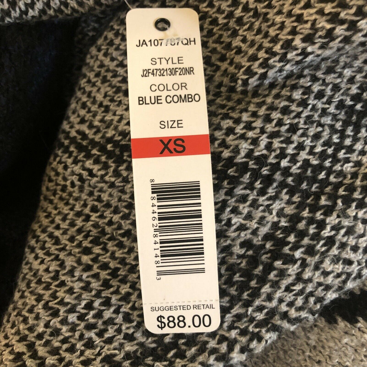JOSEPH A Ombre Grid Cardigan XS Open Front Geometric Colorblock Blue Combo NWT