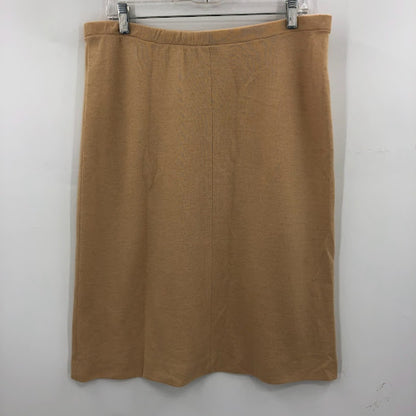 Vintage brown skirt Medium elastic waist homemade Stretchy Pencil PolyBlend