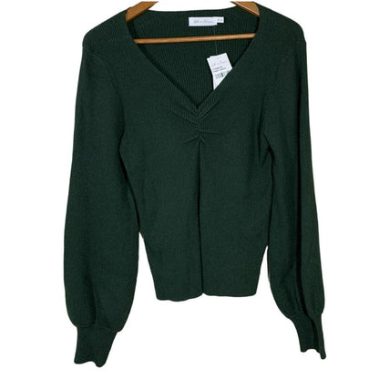 All In Favor V-Neck Blouson Sleeve Pullover Top Size XL/Extra Large in Green NWT