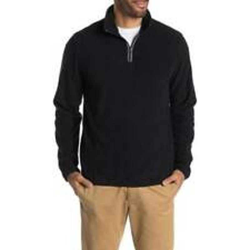 Vintage 1946 Partial Zip Fleece Knit Pullover Sweater Long Sleeve Black X-Large