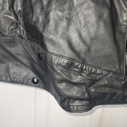 V.S.O.P. COGNAC 100% Large Leather Black Jacket Soft pockets Bolero Cropped Vtg.
