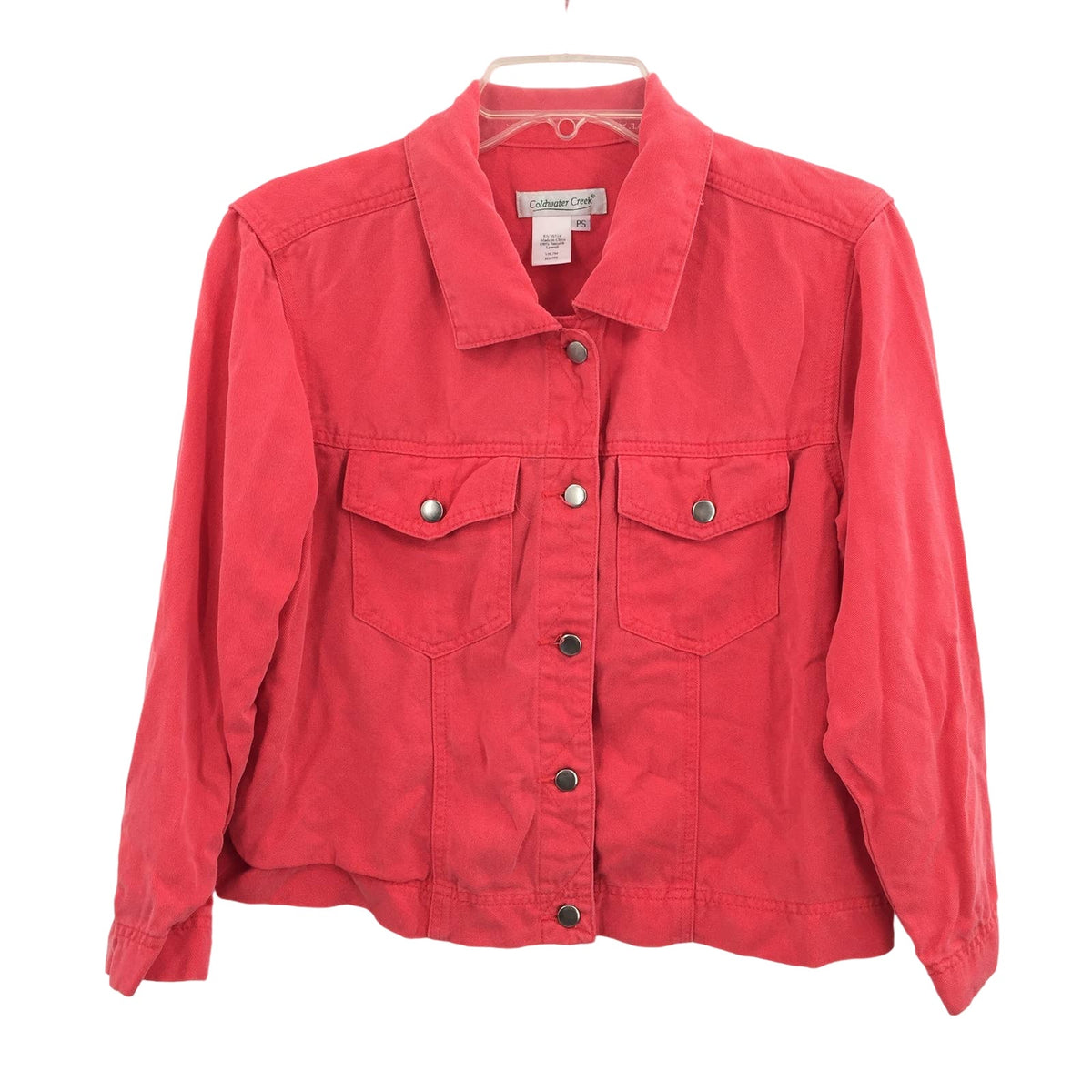 Coldwater Creek Button Up Jacket Long Sleeves Coral red Small Petite Women's