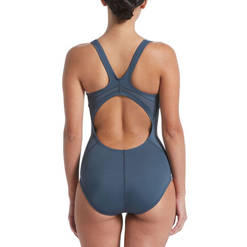 Nike Women's Solid Epic Racerback One-Piece Swimsuit Steel Blue Medium NEW