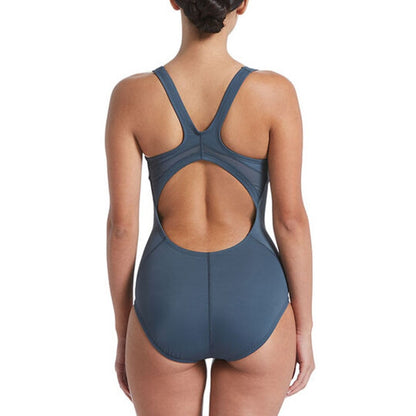 Nike Women's Solid Epic Racerback One-Piece Swimsuit Steel Blue Medium NEW